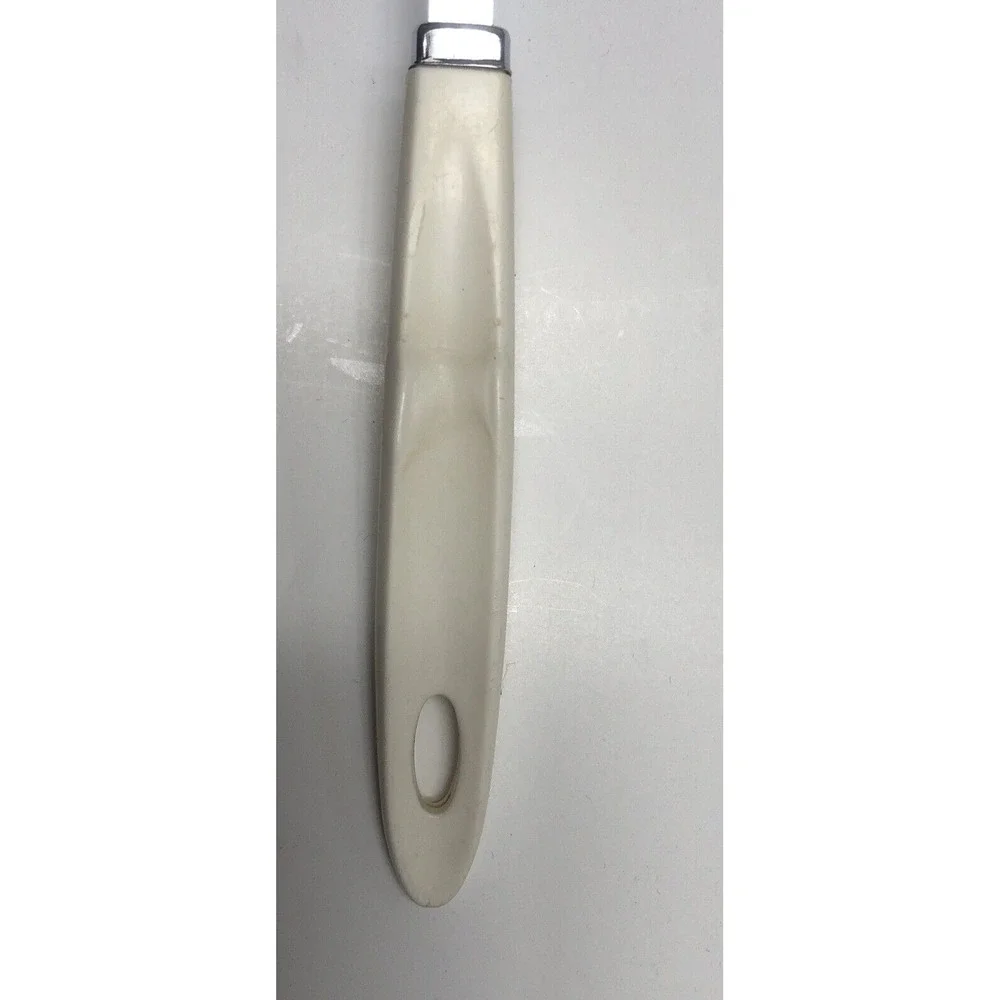 Vtg Androck Stainless Slotted Spatula Turner White Handle USA 14